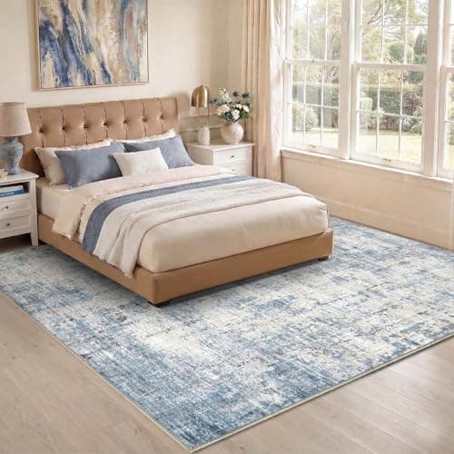 Syrlfar 8x10 Area Rug Living Room Rugs - Washable Rug Large Modern Abstract Soft Thin Carpets Indoor Floor No Slip Vintage Carpet for Bedroom Under Dining Table Nursery Home Office Decor Blue - Thumbnail 5