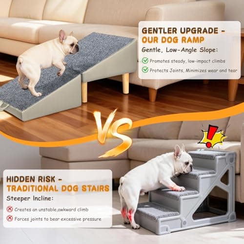 Foldable Lightweight Dog Ramp for Small Dogs - Built-in Pet Stairs for Elderly Small Dogs & Injured Puppies, 13.1'H Pet Ramp for Couch & Low Bed, Multi-Use as Footstool - Thumbnail 5