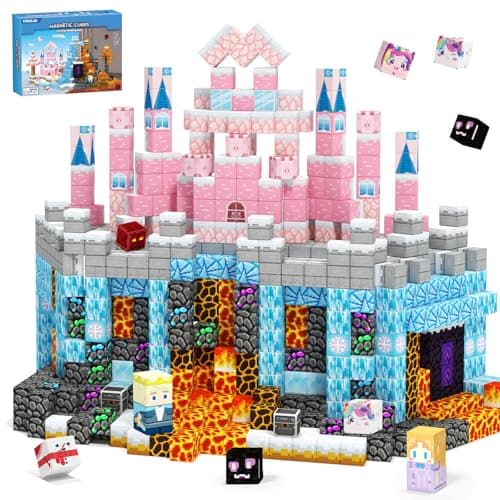 Titoclar 150 PCS Princess Castle Magnetic Blocks, Easter Gifts for Kids 3 4 5 6 7 Year Old - Ice & Fire Magnetic Tiles for Toddlers, Idea Birthday Gift Travel Toys for Ages 3-5 4-8 Boys and Girls. - Image 1