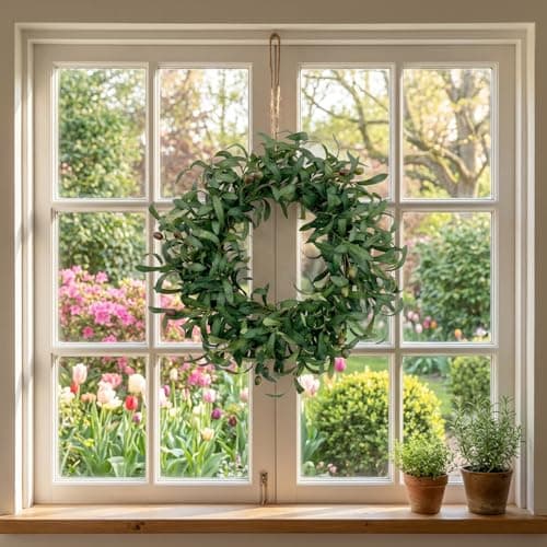 GinzeTop 24 Inch Olive Wreath for Front Door - Spring Summer Artificial Greenery Wreath with Lifelike Olive Fruits - Year Round Farmhouse Decor for Wall Window Indoor Outdoor - Thumbnail 5