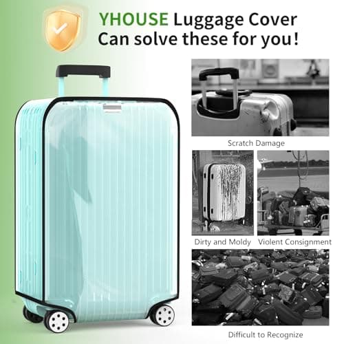YHOUSE Suitcase Covers For Luggage, 28 Inch Clear PVC Luggage Covers Protector Full Thicken Transparent Waterproof Suitcase Sleeve With Large Velcro for 28" Wheeled Suitcases - Thumbnail 4