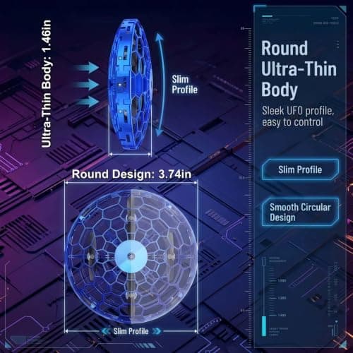 TSM005 Mini Drone for Kids,Hand Operated UFO Toy,Hover Boomerang Ball with LED,Easy Indoor Outdoor Flying Toys,Flying Orb Ball UFO Drone for Kids 6-8-12 ,Cool Christmas Birthday Gifts for Boys Girls(Blue) - Thumbnail 6