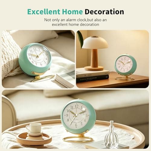 Azxb Analog Alarm Clock, Retro Small Desk Clock with Night Light, Backlight Cute Simple Design, Silent Non-Ticking, Battery Powered, Clock for Bedroom,Travel,Kitchen,Bedside Desktop Decor - Thumbnail 6