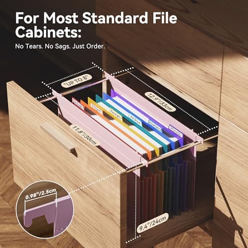 ThinkTex Plastic Expanding Hanging File Folders, 7 Innovative 1.2" Accordion Pockets, Large Capacity, Multi-Color Tabs, Letter Size for Filing Cabinet - Purple - Thumbnail 2