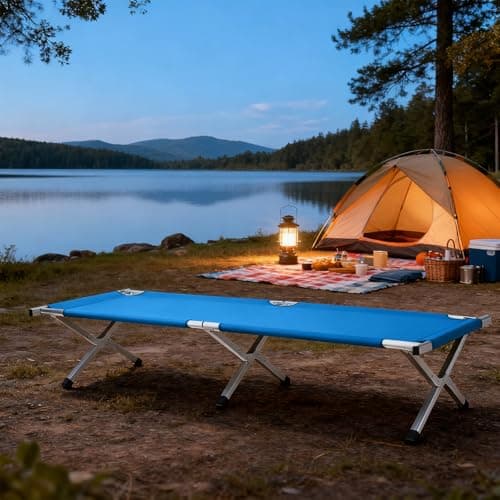 HOMSUPPLIE'S Folding Camping Cot,Outdoor Portable Camp Bed, Sleeping Cots with Carry Bag (Blue) - Thumbnail 4