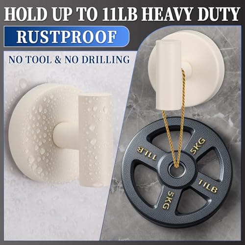 warlve Heavy Duty Reusable Suction Cup Hooks for Shower - No Drill Bathroom/Glass/Mirror/Tiles & Metal Surfaces,and Smooth Non-Porous Surfaces for Towels, Robes, Loofahs (4, Milk White) - Thumbnail 3