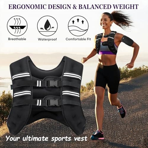 Weighted Vest for Women and Men, 16lb Weight Vest with Reflective Stripe for Workout, Strength Training, Running, Fitness, Muscle Building, Weight Loss, Weightlifting - Thumbnail 2