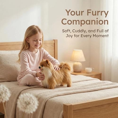 YOCAKE Lifelike Pomeranian Stuffed Animal - 13.8" Realistic Plush Dog Toy with Grooming Kit & Gift Box, Soft Cuddly Puppy Companion for Kids and Dog Lovers - Home Decor & Heartwarming Birthday Gift - Thumbnail 4