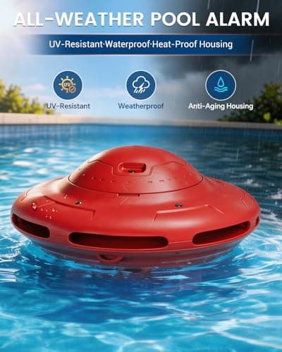 Smart Pool Alarm with App for Inground & Above Ground Pools, Adjustable Sensitivity Water Detection Alarm up to 20x40ft, 85dB+ Safety Alerts for Kids, Pets & Accidental Entry(Red) - Thumbnail 6