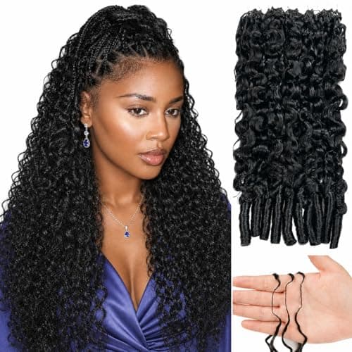 Alididi Human Crochet Hair for Black Women 18 Inch Burmese Curly Crochet Human Hair 100 Strands Pre-separated Invisible Miracle Knots Feather Crochet Human Hair Extensions Natural Black - Image 1