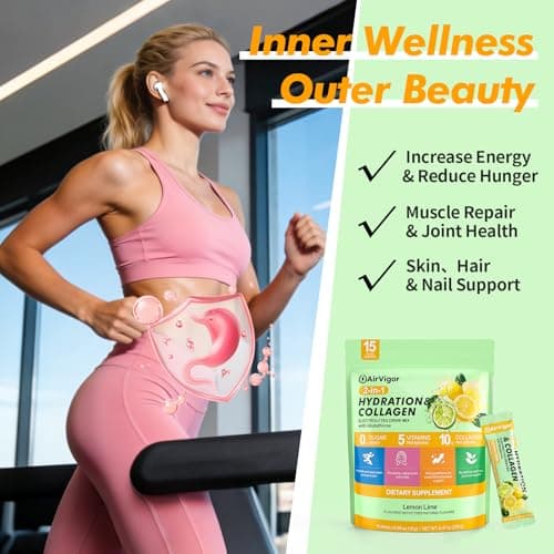 AirVigor Electrolyte Powder Packets, 10G Collagen Hydration Packets, Sugar Free Daily Electrolyte Hydration Recovery Drink Mix with 5 Vitamins & Glutathione, Joint Skin Muscle Support, Keto, Lemon - Thumbnail 5