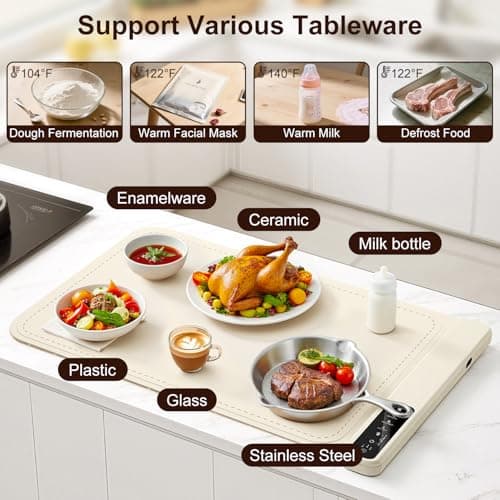 Warming Mat for Food –Electric Food Warming Tray for Buffet withFast Heating Mat with Timer and 4 Heat Levels, Portable Rollable Food Warming Mat for Countertop Portable Heating Pad for Parties Family - Thumbnail 6
