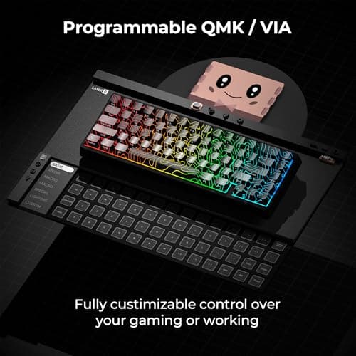 HITIME x XVX M67 60% Percent Keyboard Wireless, QMK/VIA Topographic Gaming Keyboard, Tri-Mode Thocky Creamy Mechanical Key Board, Hot Swappable Mount RGB IMD Tech for Win/Mac, Black - Thumbnail 5