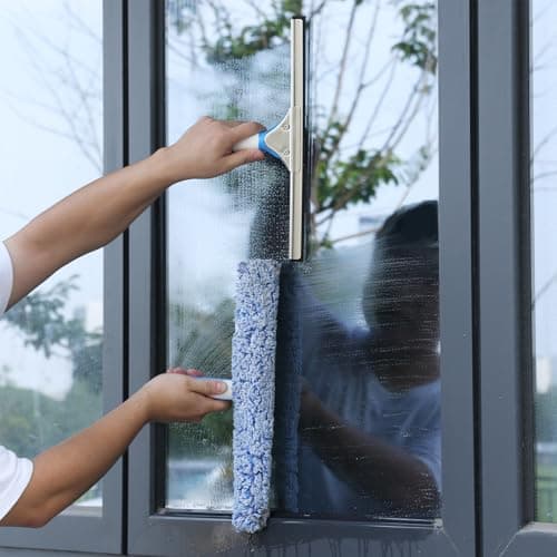 Mitclear Professional Window Cleaning Kit 14IN, Windows Cleaner Tool with Silicone Squeegee, Microfiber Scrubber & Cloth, Window Washing Equipment or Home Shower Glass Doors Car Windshield - Thumbnail 5