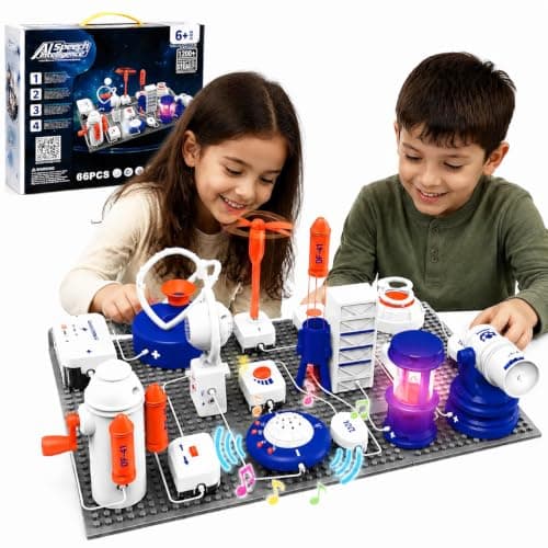 STEM Science Kit for Kids, 66 PCS Electronics Circuit Exploration Toy with 1200+ Projects, Voice Control, Space Theme Experiments, Color Manual, DIY Educational Gift for Boys and Girls Ages 6+