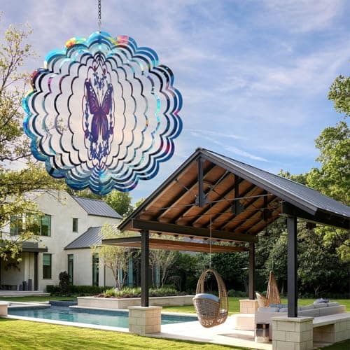 Butterfly Wind Spinner Outdoor - Birthday Gifts for Women, Men, Mom, Father, Garden Decor Gifts, Hanging Wind Sculptures 12 inch 3D Wind Spinners for Outdoor Decor for Outside, Yard, Patio Deals - Thumbnail 5