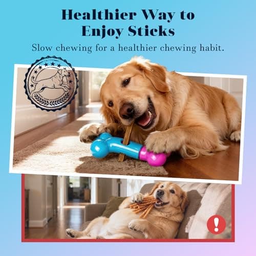 Apasiri Bully Stick Holder for Medium/Large Dogs - Anti-Choking, Prevents Swallowed Ends - Nylon Dog Chew Toy - Dishwasher Safe, Pink - Thumbnail 3