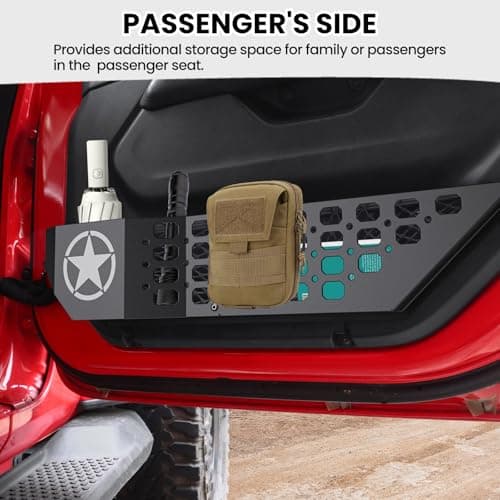 DIAMOOKY Metal Front Door Pocket Storage Box for Jeep Wrangler JL JLU 4XE 2018-2026 & Gladiator JT 2020-2023 2024 2025 2026 Accessories Door Organizer Storage Molle Panels (Not for Power Seats), 2PCS - Thumbnail 4