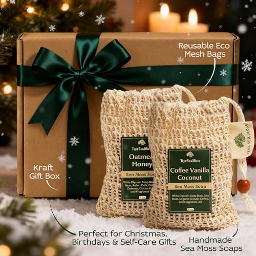 Wellness Gift Sea Moss Soap Bar – All-Natural Detox Soap with Coffee, Vanilla, Coconut & Oatmeal Honey – Gentle Handmade Foam for Sensitive Skin, Face & Body – Valentine's Gift for Men & Women - Thumbnail 4