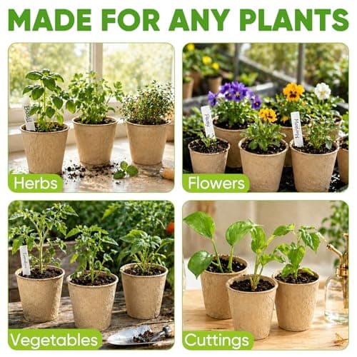 Chunsvia 60 Pack 4 Inch Seed Starter Peat Pots with Plant Labels - Thumbnail 6