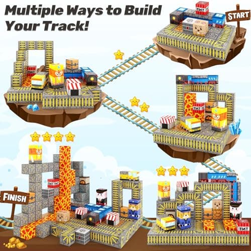 Coodoo Magnetic Blocks - Build Mine Magnet World Mine Train Track Set, Magnetic Building Blocks Toddler Toys STEM Sensory Outdoor Toys for 3+ Year Old Boys & Girls, Kids Toy for Ages 4-6 6-8 5-7 - Thumbnail 6