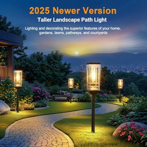 Ahaorigin 6 Pack Solar Lights Outdoor, Up to 15 Hrs Brighter Solar Pathway Lights, Luxury Taller Solar Outdoor Light Waterproof for Path Garden Yard Landscape Walkway Driveway, Warm White - Thumbnail 6