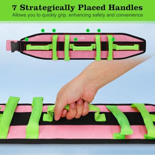 supregear Gait Belt - Anti-Slip Transfer Aid with 7 Handles and Quick-Release Buckle, Perfect for Senior Care, Pink - Thumbnail 3