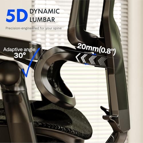 FLEXISPOT ErgoX-PRO Ergonomic Office Chair Black – Cloudtech Cushion, 5D Lumbar, 7D Armrests, 4D Headrest, 551LBS Capacity – Office, Gaming, Home - Thumbnail 5