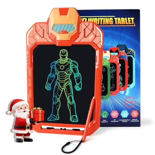 LCD Writing Tablet for Kids 10 Inch Iron Hero Drawing Board for Boys 3 4 5 6 7 Erasable Drawing Pad with Lanyard High Definition Color Doodle Board Travel Toy Birthday Gift for Toddler - Image 1