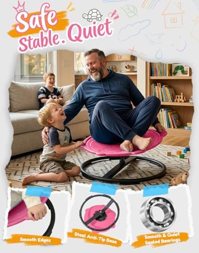 Oranmew Turtle Spinning Chair for Autistic Kids – Sensory Spinning Toy, Spin Chair for Kids Autism, Sensory Swivel Seat for Balance, Coordination, Focus & ADHD Support, Autism Sensory Products (Pink) - Thumbnail 5