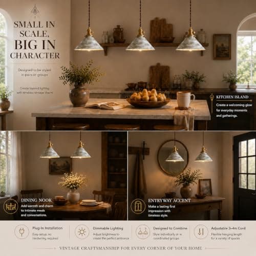 Oyisen Plug in Pendant Light, 8.2 Inch Silver Pendant Light Fixtures On/Off Switch, Adjustable 14Ft Light Cord Hanging Pendant Light for Kitchen Bedroom Restaurant 2 Pack - Thumbnail 4