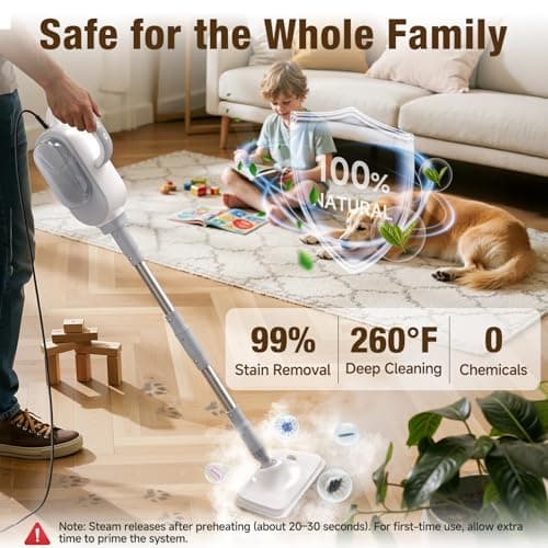 Steam Mop, 13-in-1 Powerful Handheld Steam Cleaner with 13 Accessories, 500ML Removable Tank, 23FT Power Cable, Detachable Steam Mops for Floor Cleaning, Tiles, Windows, Tile Grout, Carpets, Furniture - Thumbnail 2