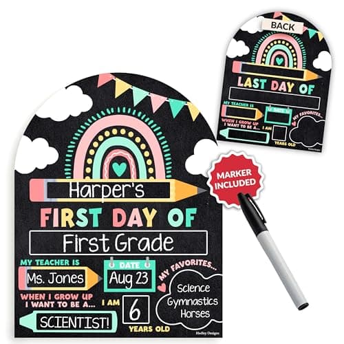 My First Day of School Sign with Markers -11x14 Back to School Signs First and Last Day, Kindergarten Chalkboard Signs, Pre K Sign Board, Preschool Board, Reusable Photo Prop for Kids - Image 1