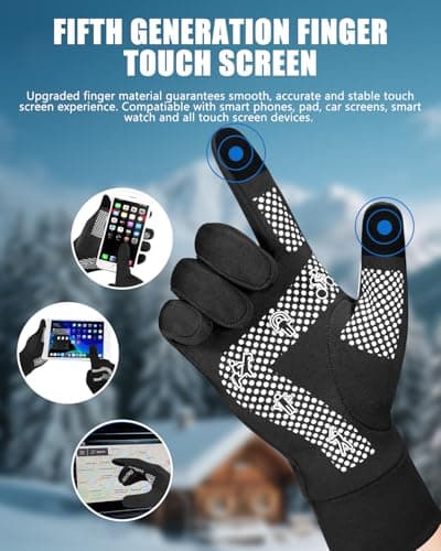 Aegend Lightweight Winter Gloves for Men Women, Warm Running Gloves Touchscreen Thermal Glove Liners for Cold Weather Driving, Cycling & Hiking, Non-Slip, Elastic Cuff, Stretchy, Durable - Thumbnail 2