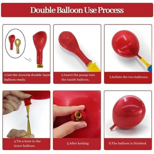 Red Blue Balloon Garland, Double Stuffed Navy Blue Red White Sand Pearl Balloon Arch Kit Nude Gold Balloons for Baby Shower Birthday Wedding Graduation Independence Day Party Decorations - Thumbnail 4