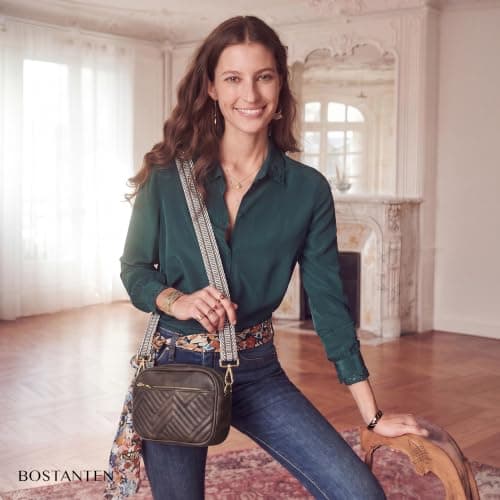 BOSTANTEN Quilted Crossbody Bags for Women Vegan Leather Purses Small Shoulder Handbags with Wide Strap Coffee - Thumbnail 2