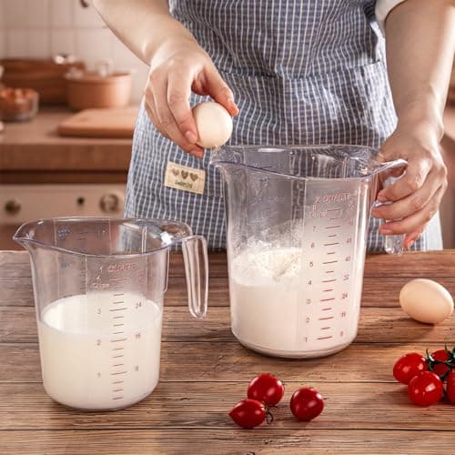 DaYammi Measuring Cups 2-Piece, Unbreakable Food-Grade Plastic Measuring Cup for Dishwasher, 4-Cup Nesting Liquid Measuring Cups for Prepping, Baking, Cooking, Readable Markings, Clear - Thumbnail 6