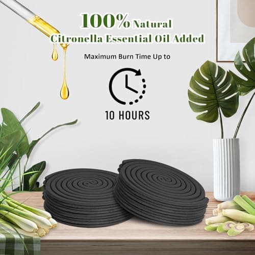 SCENTORINI Citronella Coils, 20 PCS Citronella Incense with 2 Coil Holder, Burn to 8-10 Hours, Suitable for Summer Home Outdoor, Camping, Pool Side, Patio, Porches, Farms, Courtyards - Thumbnail 5