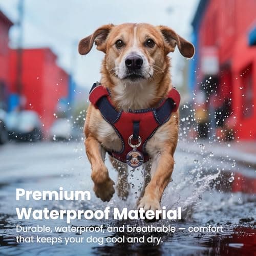 Escape-Proof No Pull Dog Harness for Medium & Large Dogs, Lightweight Adjustable Vest with Front & Back Clip, Pocket & Reflective Soft Fabric for Safe Walking & Running with ID Tag, Red - Thumbnail 4