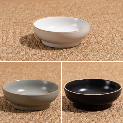 Cat Bowl 3 Pack, Pet Plate, Premium Ceramic Food Grade Pet Bowl Suitable for Dry and Wet Food, 5 in Feeding Indoor Cats, Kittens and Small Dogs, Dishwasher Safe (Black White Gray) - Thumbnail 3