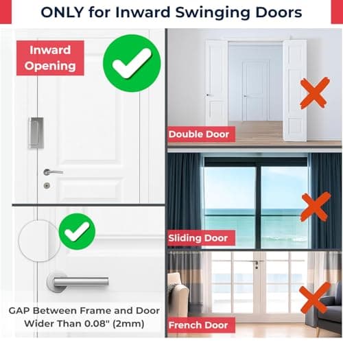 TrueOak Door Reinforcement Lock - Home Security Child Proof Door Lock Withstands 800 lbs, for Inward Swinging Doors, Door Locks for Kids Safety, Door Lock Latch Prevents Unauthorized Entry, 1 Pack - Thumbnail 3