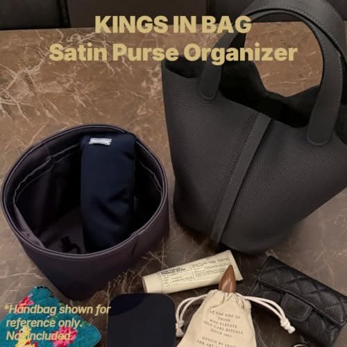 KINGS IN BAG Satin Purse Organizer for Picotin 22, Etoupe grey - Thumbnail 3