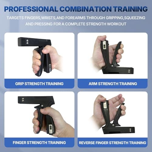 Grip Strength Trainer with Finger Exerciser, Digital Counter Adjustable Hand Grip Strengthener for strength training, recovery and muscle building (1) - Thumbnail 6