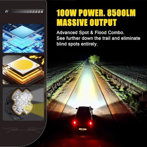 LMGAO 4 Inch LED Pod Driving Lights with Remote, 100W 8500LM Offroad Cube Spotlights with Amber DRL, Ultra-Wide Ditch Light, Hyper Spot Beam 2 Modes Auxiliary Lights, for Truck Jeep ATV, 1 Pair - Thumbnail 4
