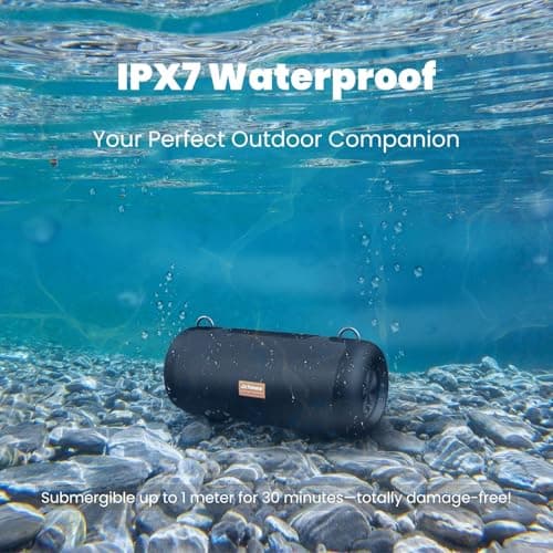 Jabees Whale Bluetooth Speaker with IPX7 Waterproof, 30W Portable Bluetooth Wireless Loud Stereo Sound, 15H Playtime, Built-in Power Bank, Outdoor Wireless Speaker - Thumbnail 5