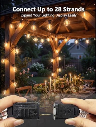 Kivonfa 50FT Outdoor String Lights - Shatterproof G40 LED Bulbs, Waterproof Connectable Patio String Lights for Outside Backyard, Wedding & Bistro Party Decor, Warm White - Thumbnail 6