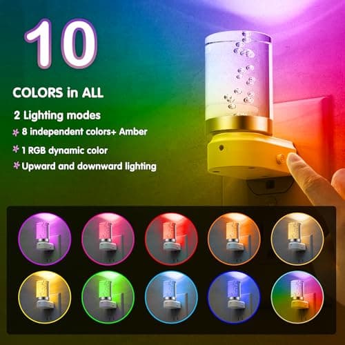 L LOHAS LED Night Light, Night Lights Plug into Wall, Color Changing Nightlight RGB with Dusk to Dawn Sensor, for Halloween, Christmas, Holiday, Hallway Bedroom Kids Room, 2 Pack - Thumbnail 3