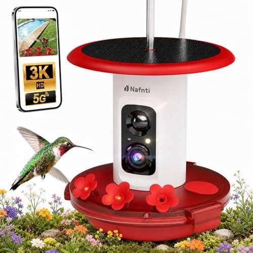 Nafnti Smart Hummingbird Feeder with Camera Solar Powered - Leakproof & Bee Proof, 3K HD Video Live, AI Identify Instant Notification, 5g WiFi Humming Bird Camera Feeder, Birthday Gifts for Mom - Image 1