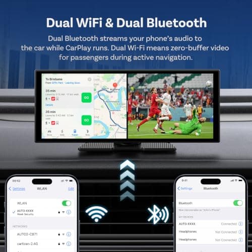 OTTOCAST OttoScreen AI 11.4" Wireless Carplay Screen for Car, Gemini AI Voice Control, Android Auto, Netflix YouTube Google Play, Dual WiFi Dual Bluetooth, 1080P Backup Camera, 8-Core Android 15 - Thumbnail 6