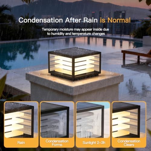 MVBT 11.8'' Solar Post Lights Outdoor, Glass Solar Pillar Lights Outdoor - Thumbnail 5